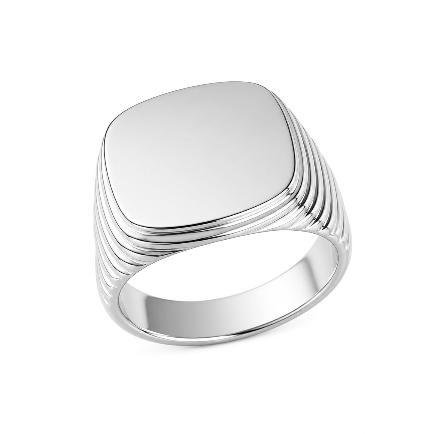 14K Gold Retro Riveted Square Signet Ring