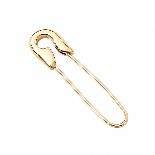 14K Gold Large Size Safety Pin Earring