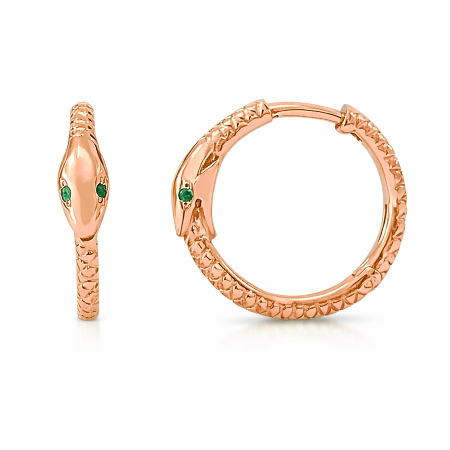 14K Gold Ouroboros Snake Huggie Hoop Earrings ~ Large Size