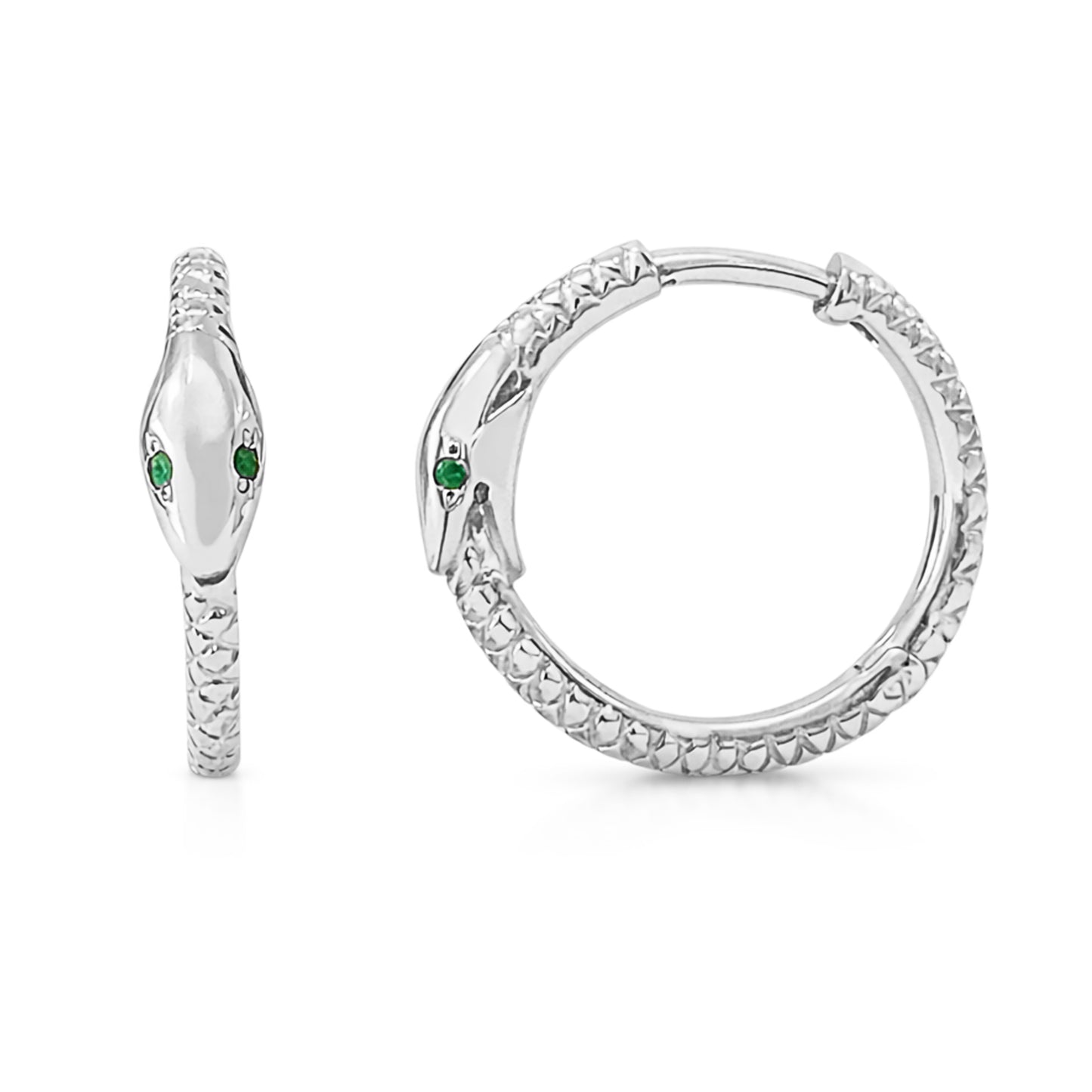 14K Gold Ouroboros Snake Huggie Hoop Earrings ~ Large Size