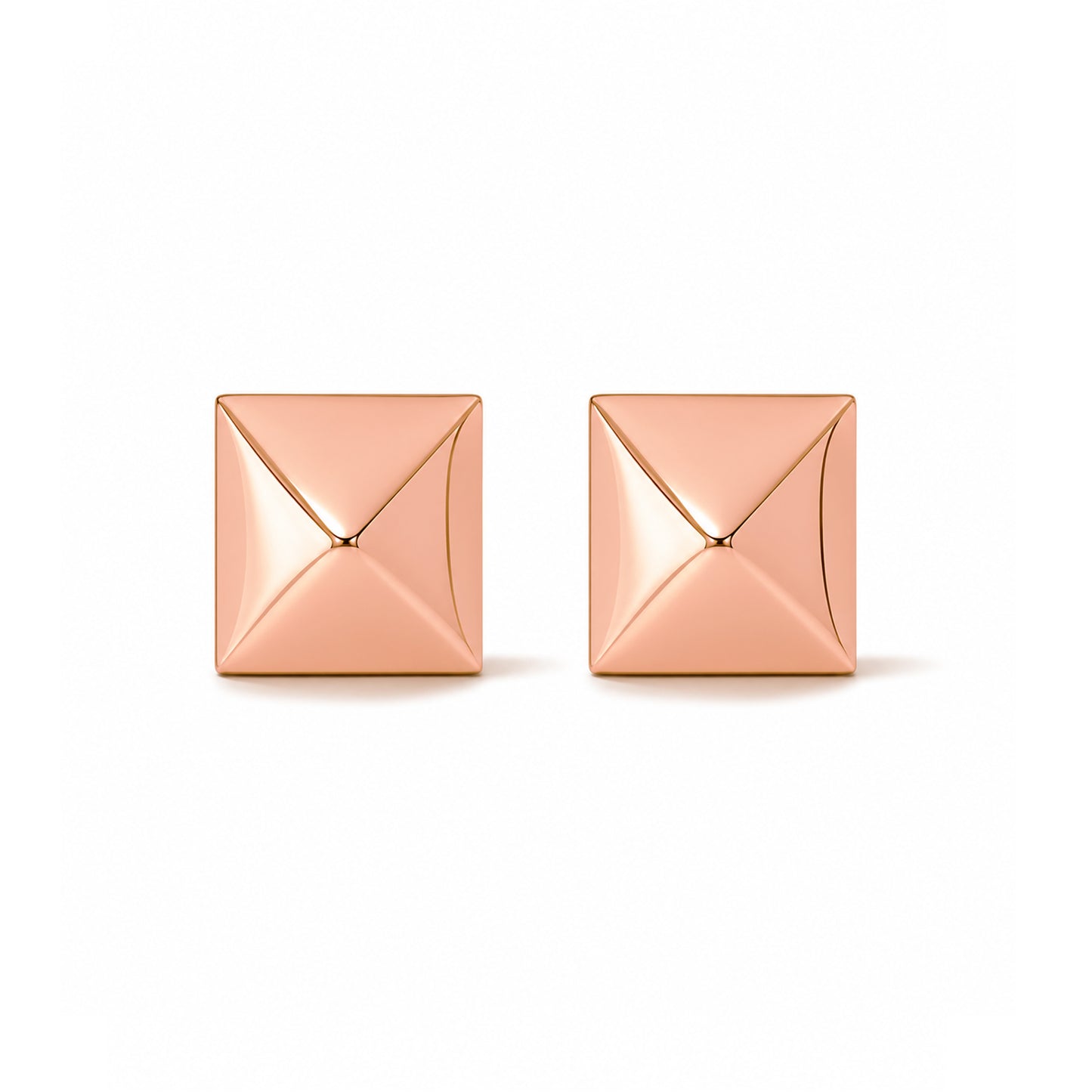 Spike Collection: 14K Gold Pyramid Spike Stud Earrings, Large Size