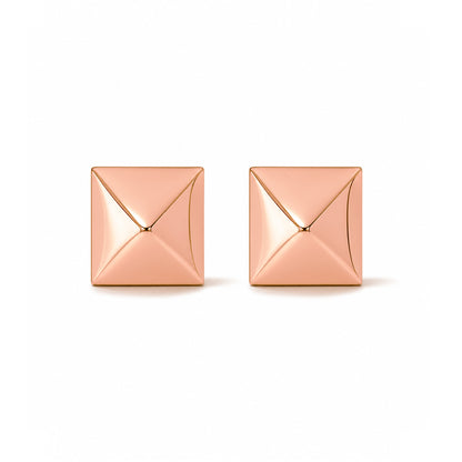Spike Collection: 14K Gold Pyramid Spike Stud Earrings, Large Size