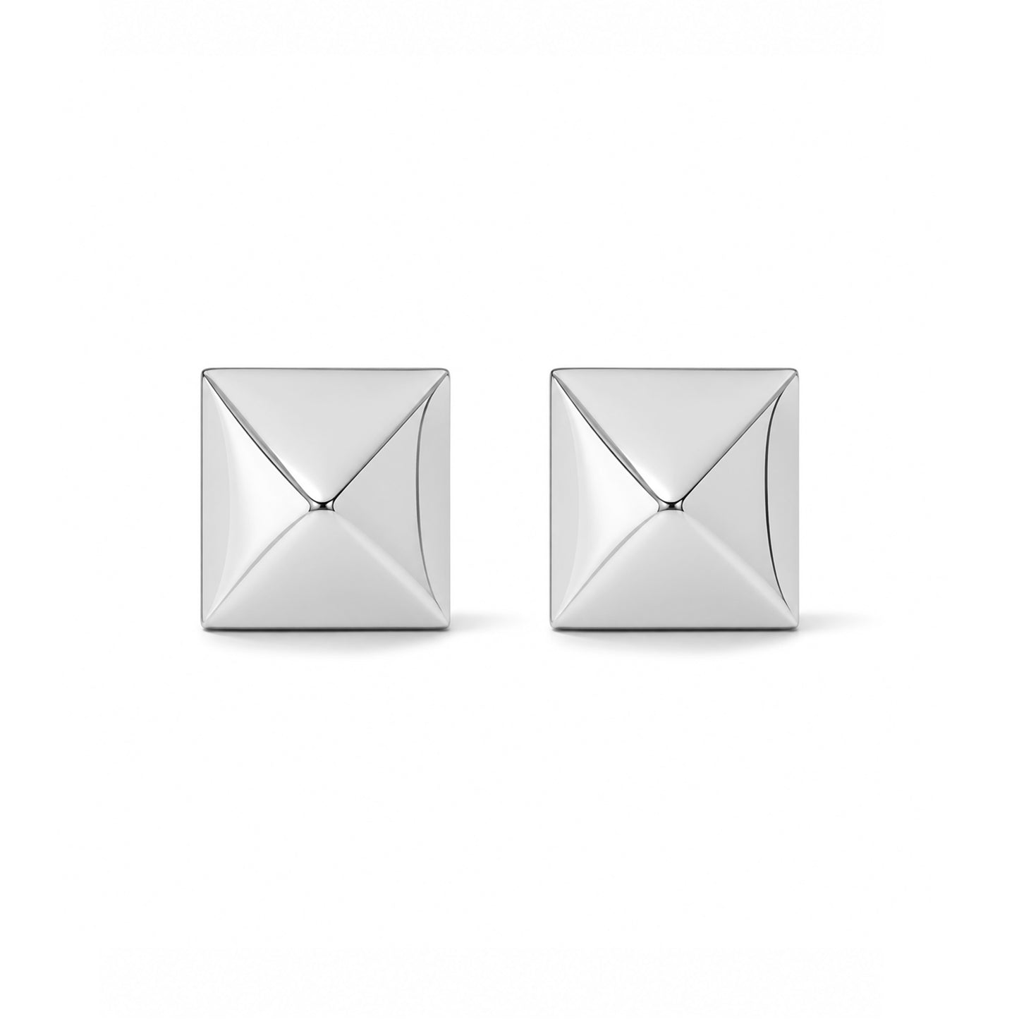 Spike Collection: 14K Gold Pyramid Spike Stud Earrings, Large Size