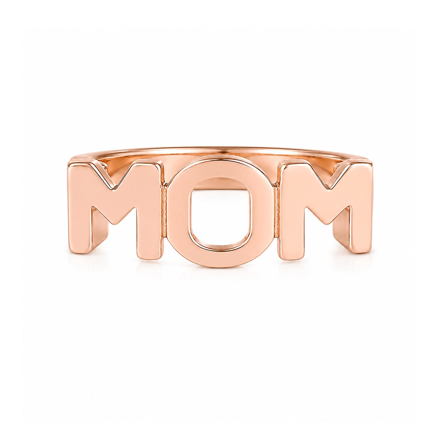 14K Gold "MOM" Monogram Initial Ring