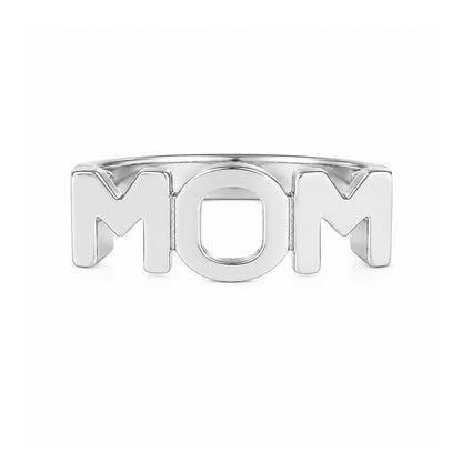 14K Gold "MOM" Monogram Initial Ring
