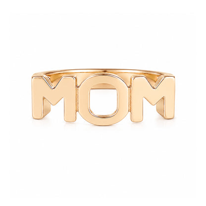 14K Gold "MOM" Monogram Initial Ring