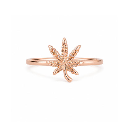 14K Gold Cannabis Leaf Ring