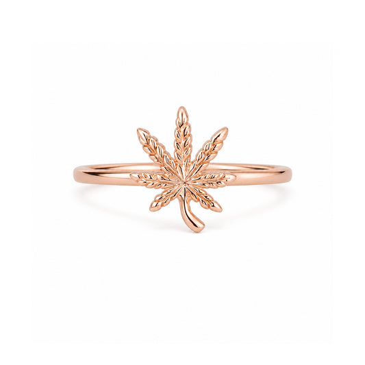 14K Gold Cannabis Leaf Ring