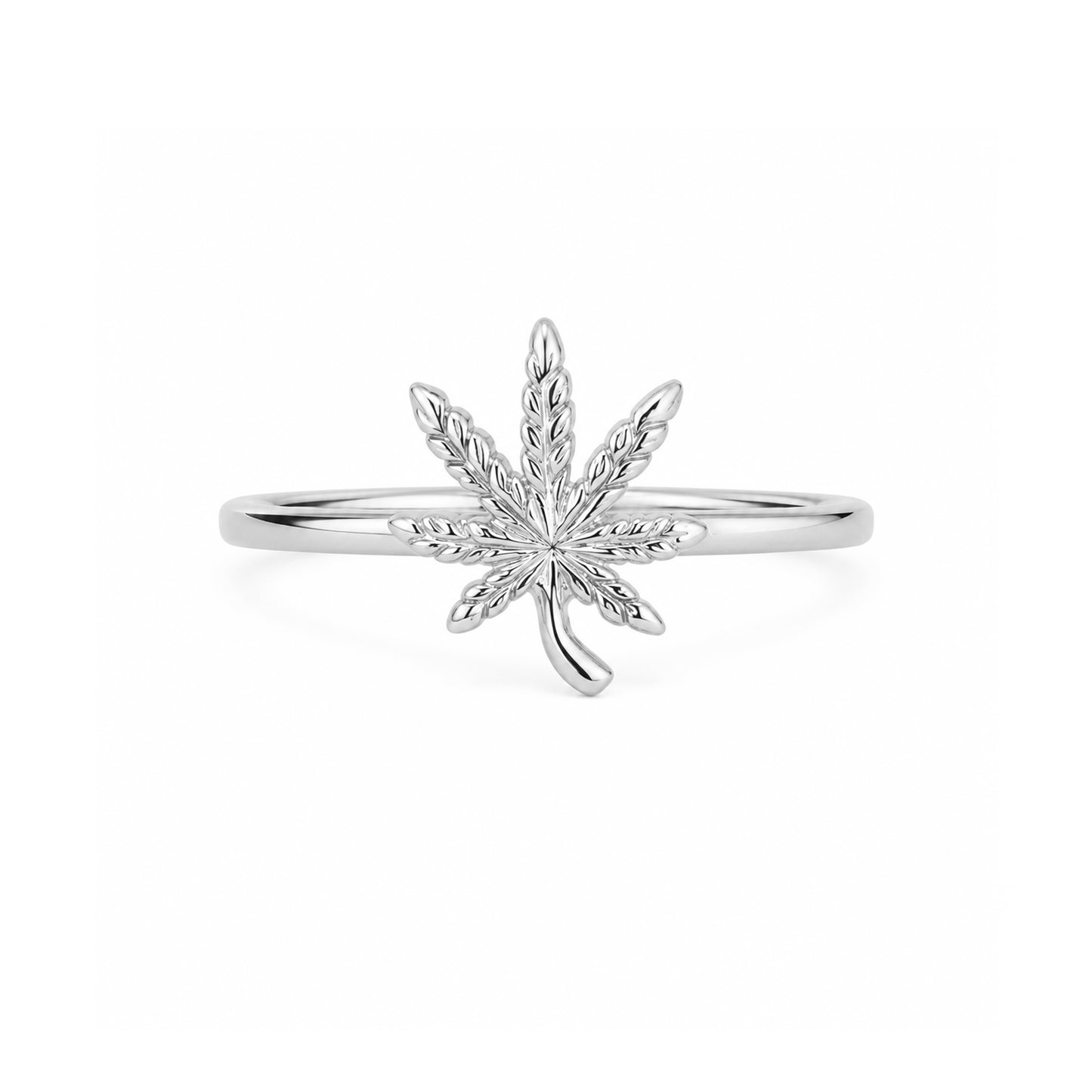 14K Gold Cannabis Leaf Ring