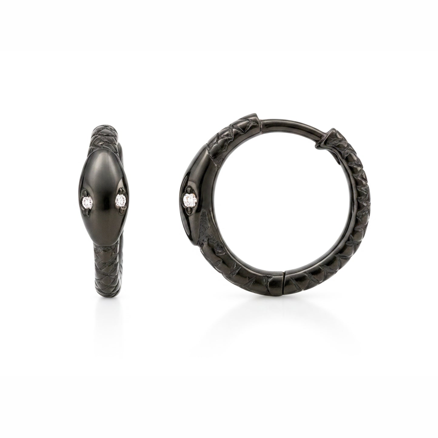 14K Gold Ouroboros Snake Huggie Hoop Earrings ~ Medium Size