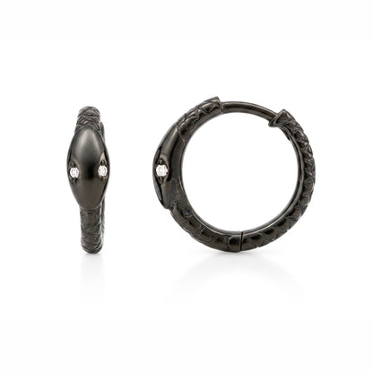 14K Gold Ouroboros Snake Huggie Hoop Earrings ~ Medium Size