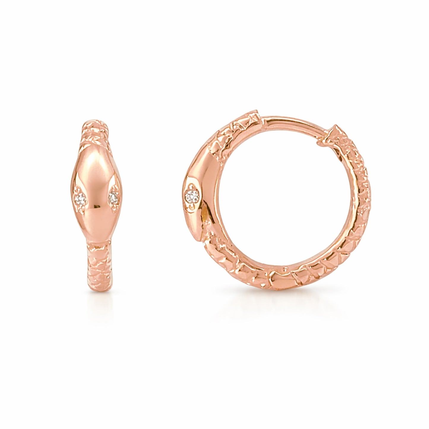 14K Gold Ouroboros Snake Huggie Hoop Earrings ~ Medium Size