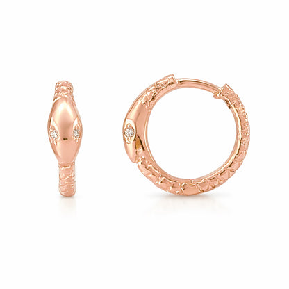 14K Gold Ouroboros Snake Huggie Hoop Earrings ~ Medium Size