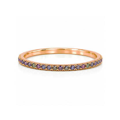 14K Gold Micro Pavé Mystic Color Changing Sapphire Full Eternity Band