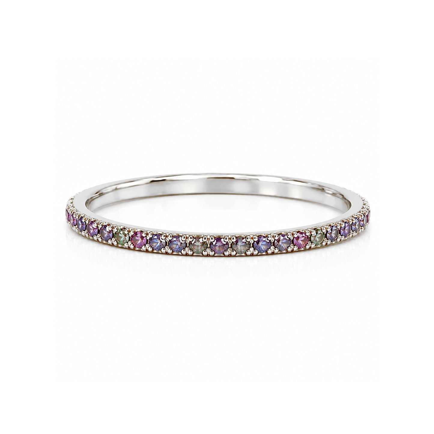 14K Gold Micro Pavé Mystic Color Changing Sapphire Full Eternity Band