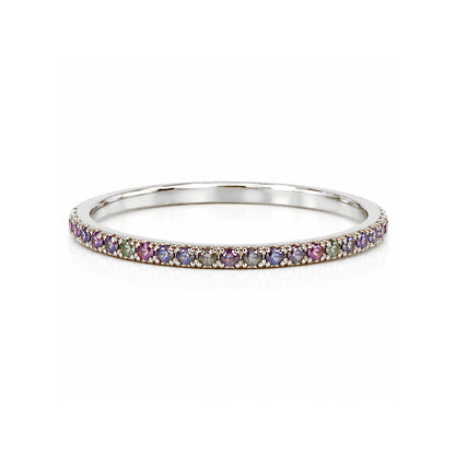 14K Gold Micro Pavé Mystic Color Changing Sapphire Full Eternity Band