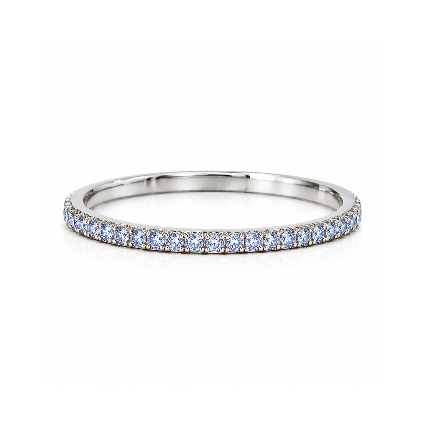 14K Gold Micro Pavé Denim Blue Sapphire Full Eternity Band