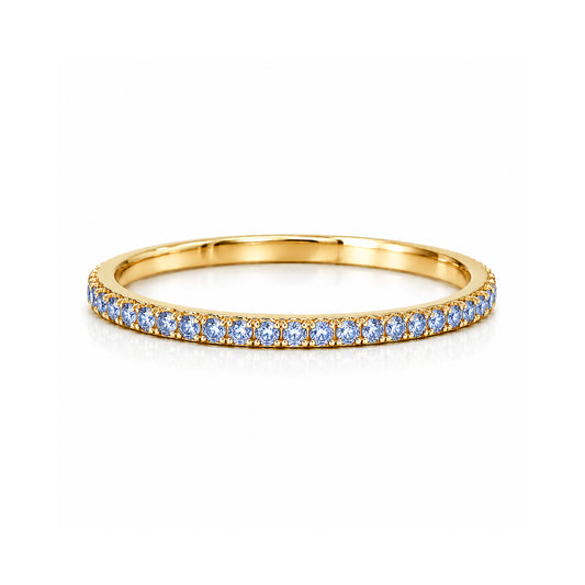 14K Gold Micro Pavé Denim Blue Sapphire Full Eternity Band