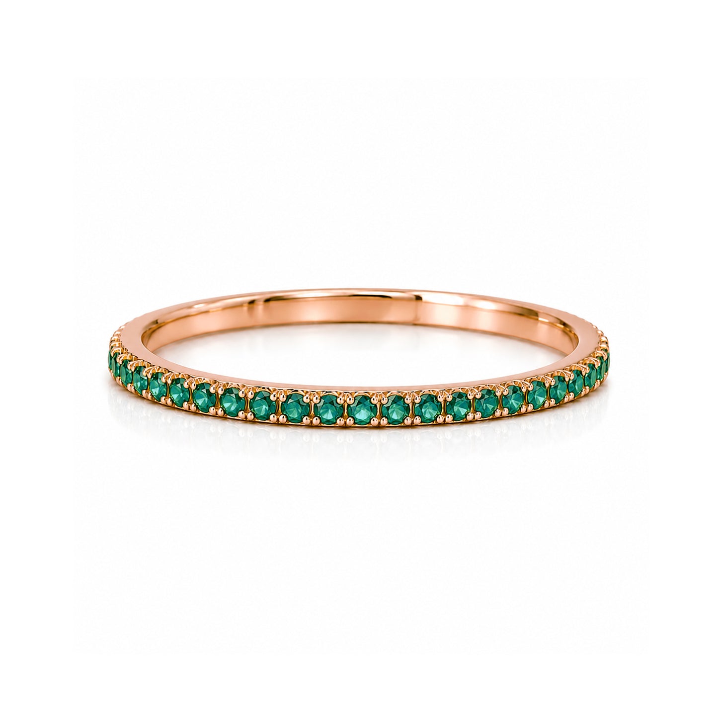 14K Gold Micro Pavé Emerald Full Eternity Band