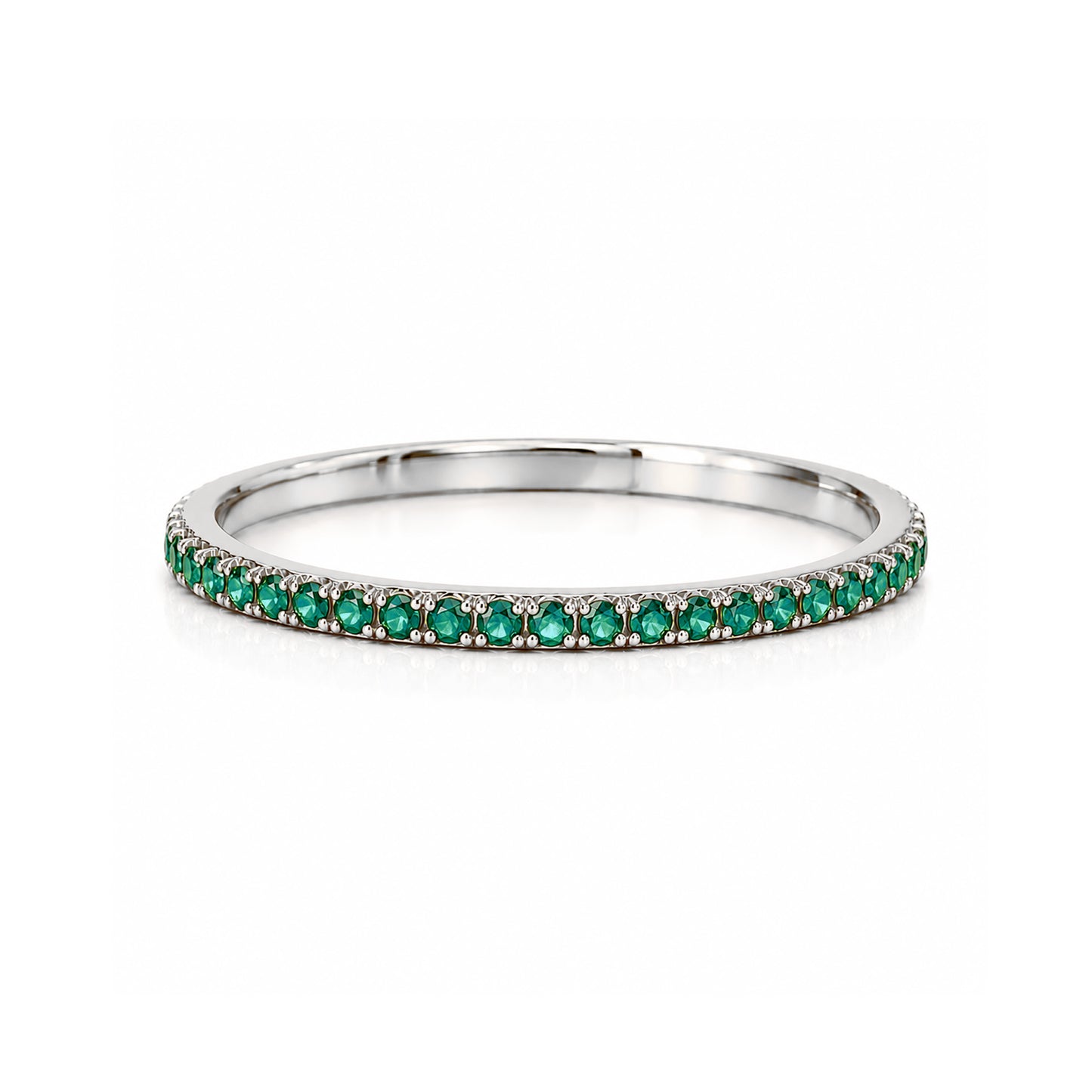14K Gold Micro Pavé Emerald Full Eternity Band