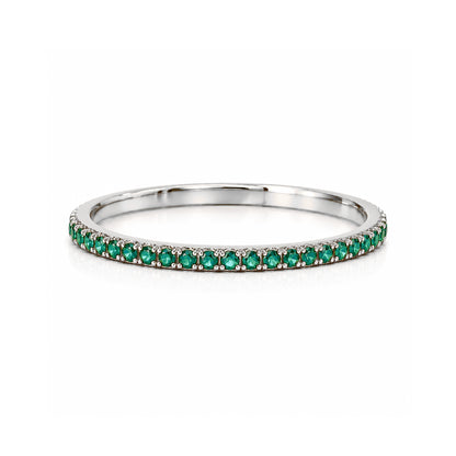 14K Gold Micro Pavé Emerald Full Eternity Band
