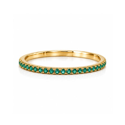 14K Gold Micro Pavé Emerald Full Eternity Band