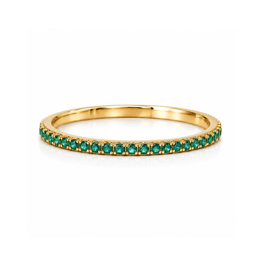 14K Gold Micro Pavé Emerald Full Eternity Band