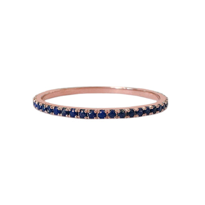 14K Gold Micro Pavé Faceted Lapis Lazuli Gemstone Full Eternity Band