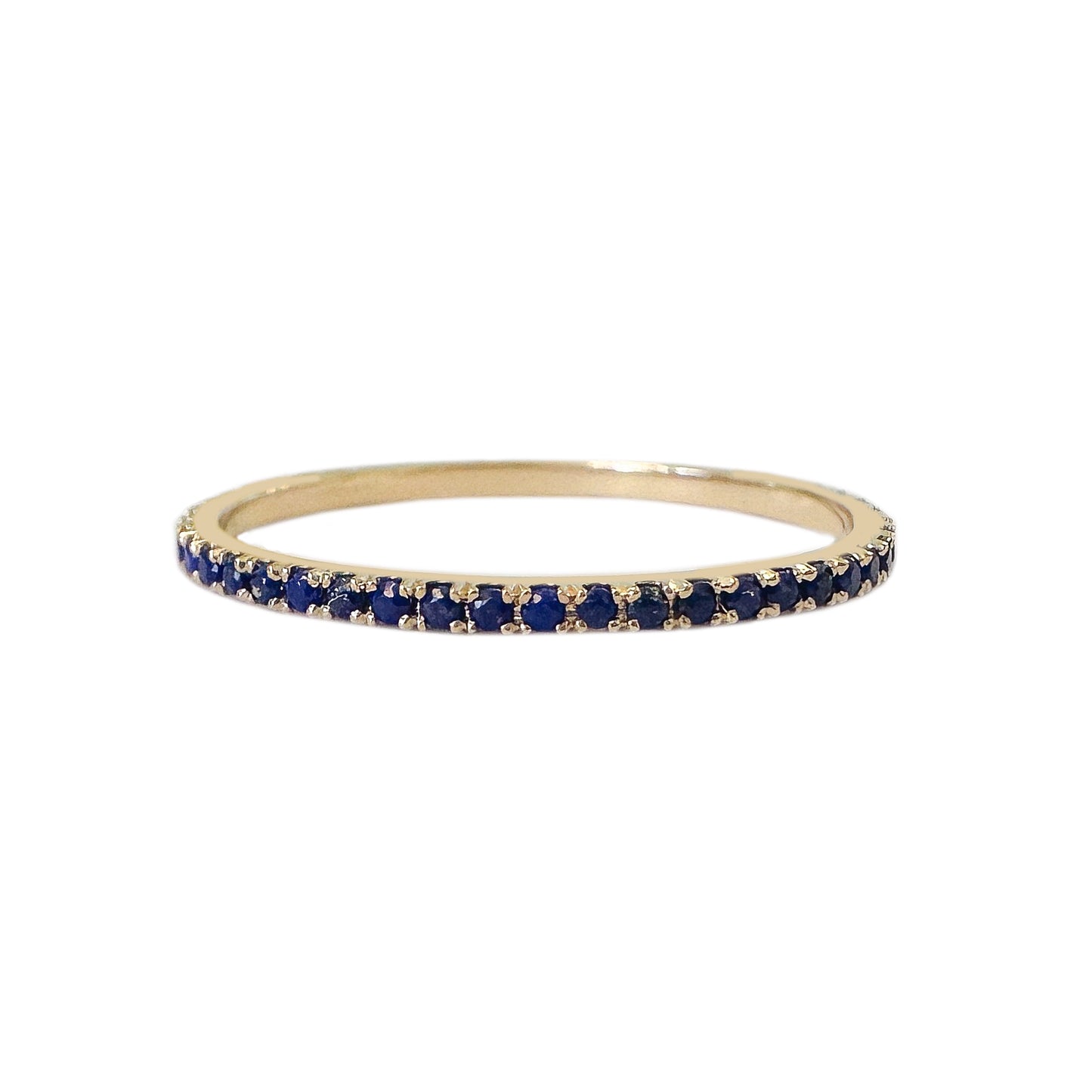 14K Gold Micro Pavé Faceted Lapis Lazuli Gemstone Full Eternity Band