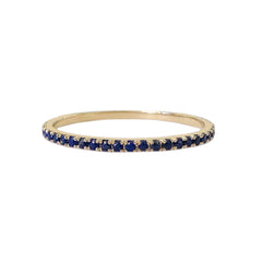14K Gold Micro Pavé Faceted Lapis Lazuli Gemstone Full Eternity Band