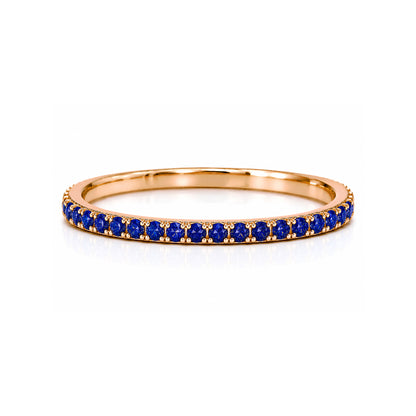 14K Gold Micro Pavé Faceted Lapis Lazuli Gemstone Full Eternity Band