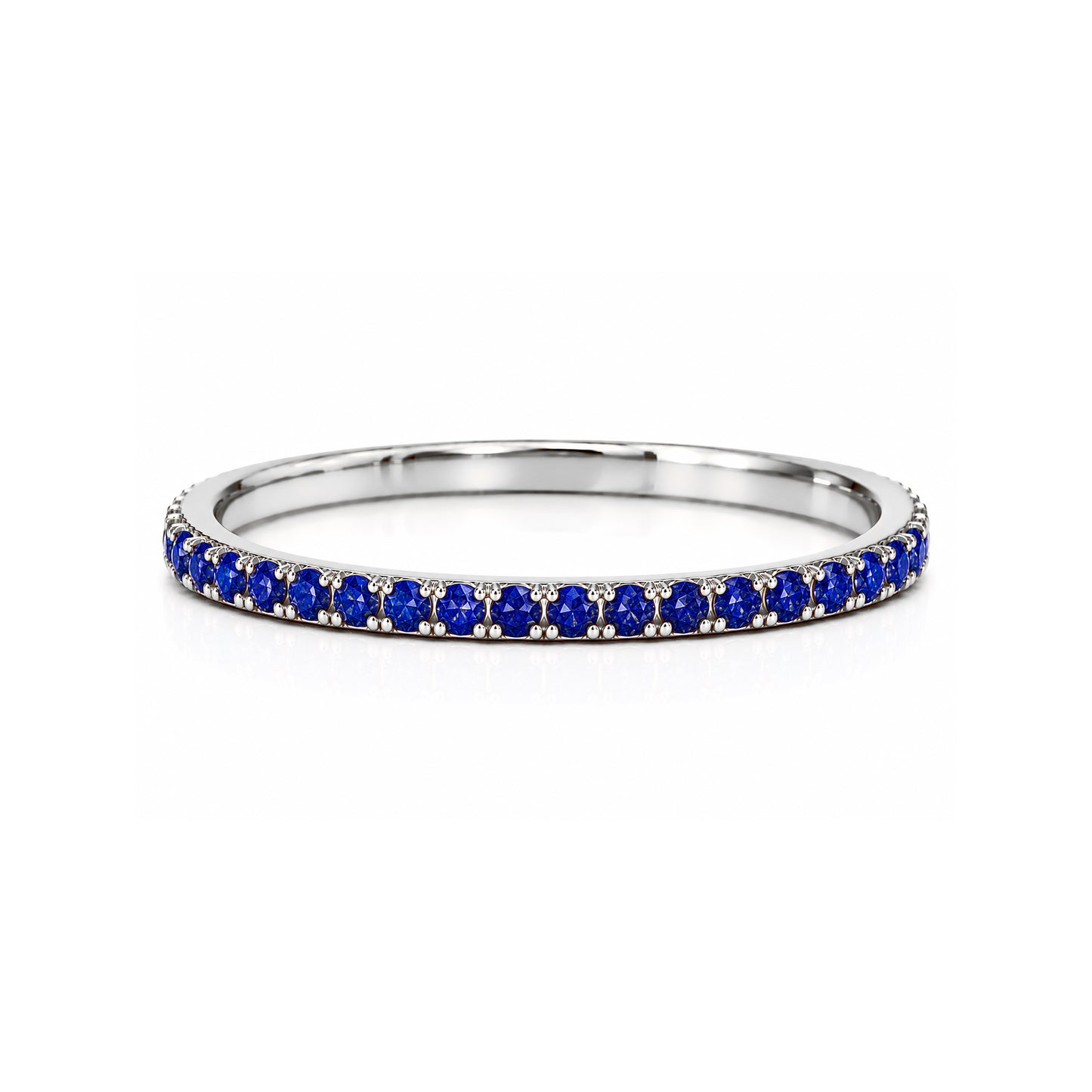 14K Gold Micro Pavé Faceted Lapis Lazuli Gemstone Full Eternity Band