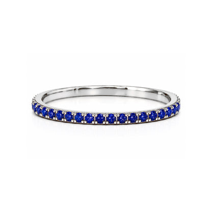 14K Gold Micro Pavé Faceted Lapis Lazuli Gemstone Full Eternity Band