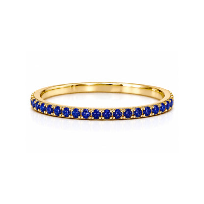 14K Gold Micro Pavé Faceted Lapis Lazuli Gemstone Full Eternity Band