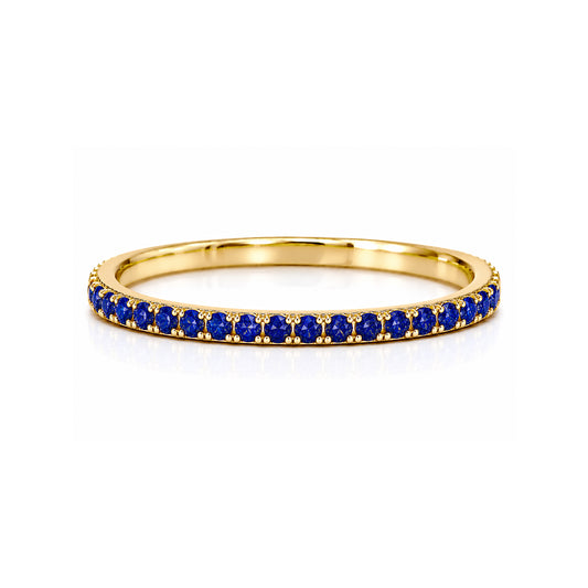 14K Gold Micro Pavé Faceted Lapis Lazuli Gemstone Full Eternity Band