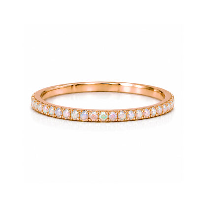 14K Gold Micro Pavé Opal Gemstone Full Eternity Band