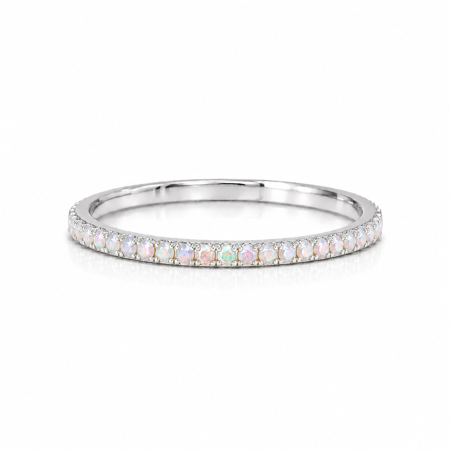 14K Gold Micro Pavé Opal Gemstone Full Eternity Band