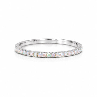 14K Gold Micro Pavé Opal Gemstone Full Eternity Band