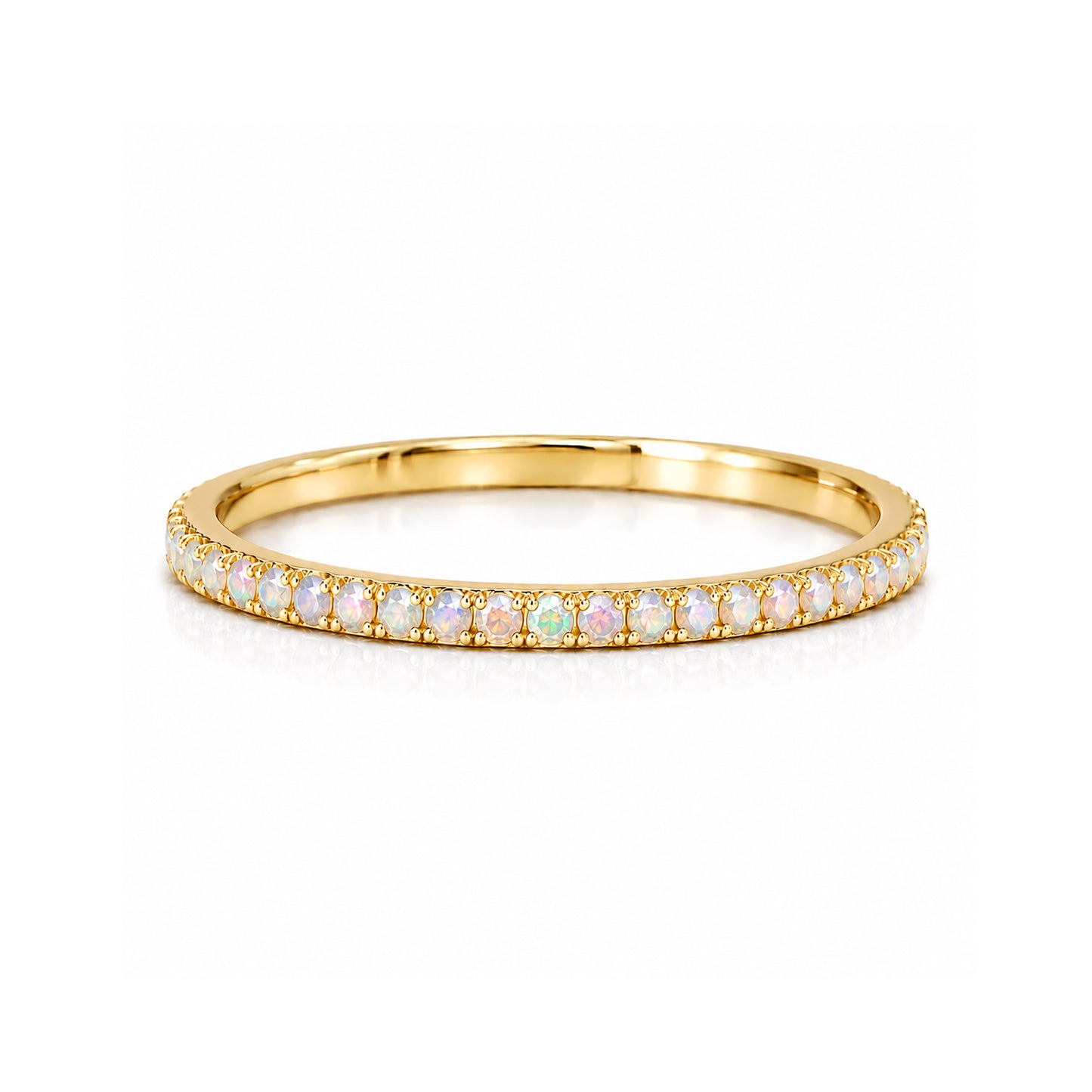 14K Gold Micro Pavé Opal Gemstone Full Eternity Band