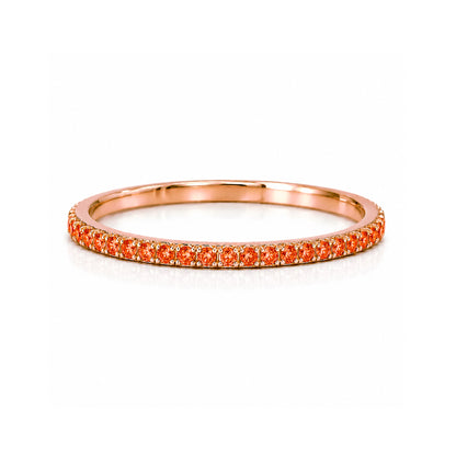 14K Gold Micro Pavé Orange Sapphire Gemstone Full Eternity Band