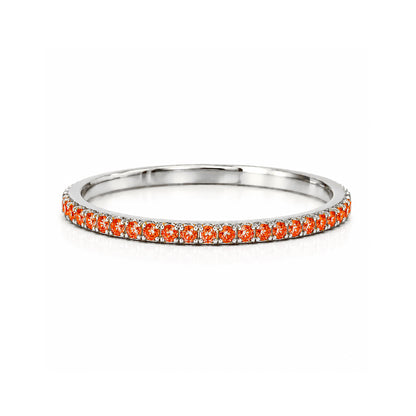14K Gold Micro Pavé Orange Sapphire Gemstone Full Eternity Band