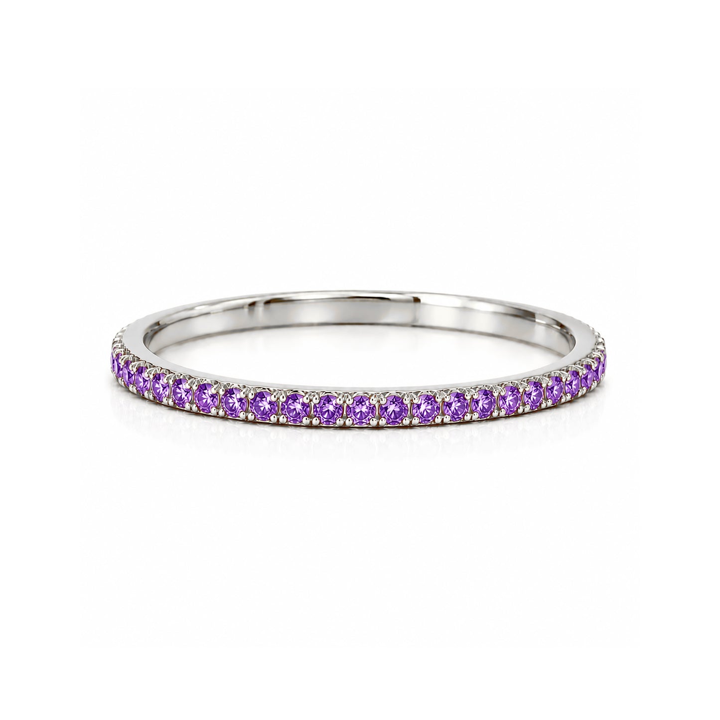 14K Gold Micro Pavé Purple Sapphire Gemstone Full Eternity Band