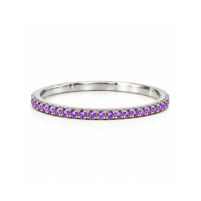 14K Gold Micro Pavé Purple Sapphire Gemstone Full Eternity Band