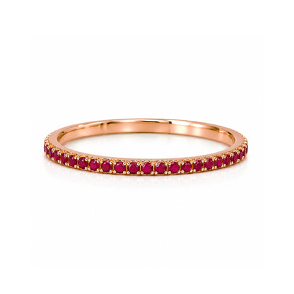 14K Gold Micro Pavé Ruby Gemstone Full Eternity Band