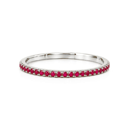 14K Gold Micro Pavé Ruby Gemstone Full Eternity Band