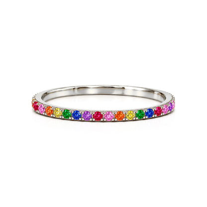 14K Gold Micro Pavé Rainbow Gemstone Full Eternity Band