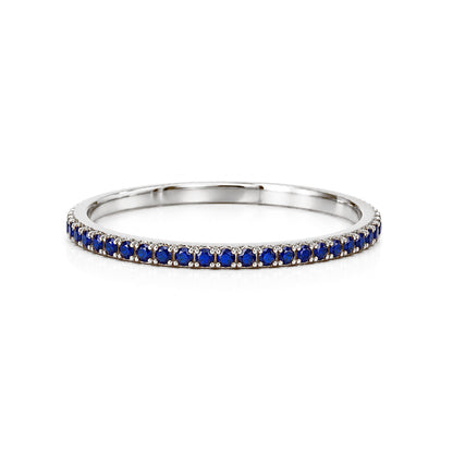 14K Gold Micro Pavé Sapphire Gemstone Full Eternity Band