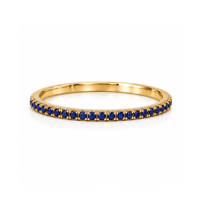 14K Gold Micro Pavé Sapphire Gemstone Full Eternity Band