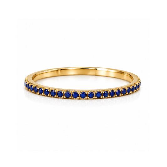 14K Gold Micro Pavé Sapphire Gemstone Full Eternity Band