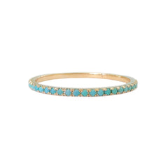 14K Gold Micro Pavé Faceted Turquoise Gemstone Full Eternity Band